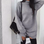 Oversized High-Neck Knitted Mini Dress — view 8