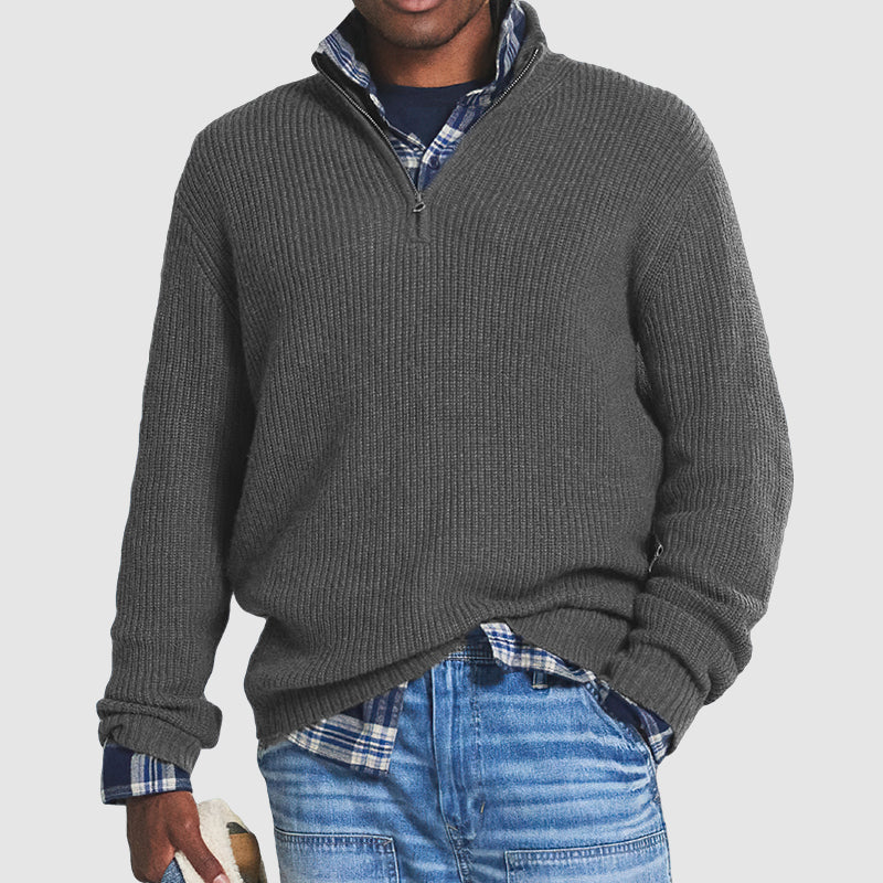 Men’s Slim-Fit Cashmere Half-Zip Sweater — view 9