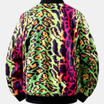 Men’s Pink and Green Leopard Print Bomber Jacket — view 2