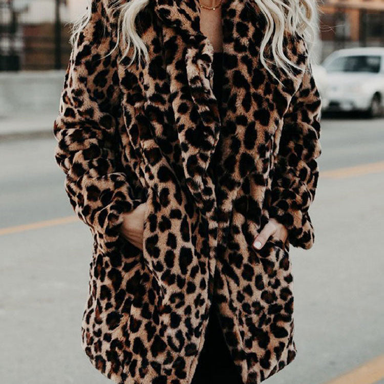 Women’s Leopard Print Faux Fur Coat — view 1