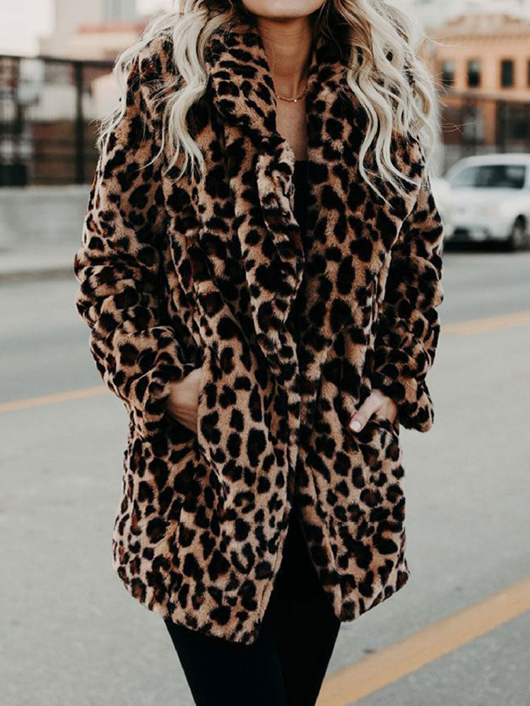 Women’s Leopard Print Faux Fur Coat — view 2