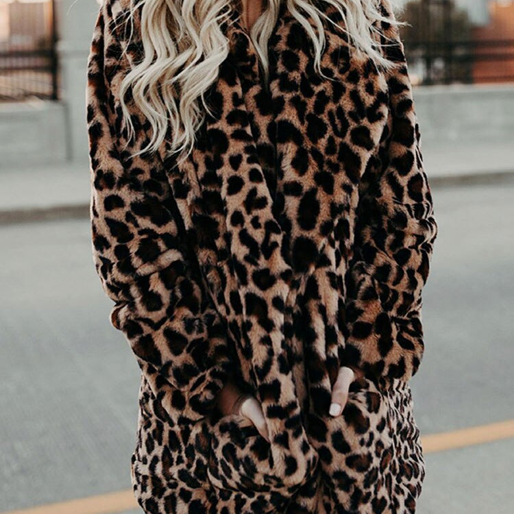 Women’s Leopard Print Faux Fur Coat — view 3