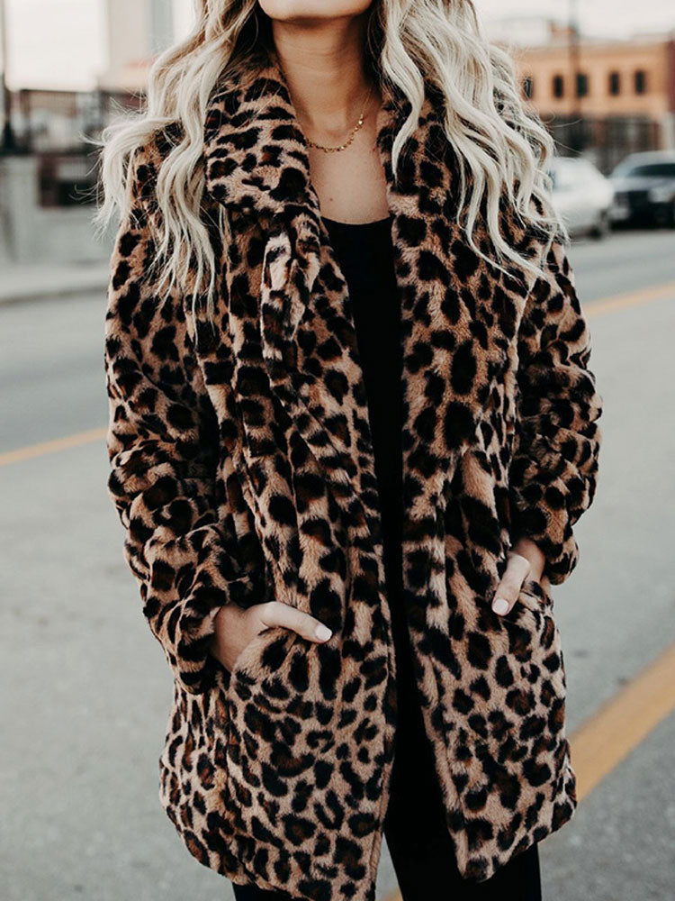 Women’s Leopard Print Faux Fur Coat — view 4