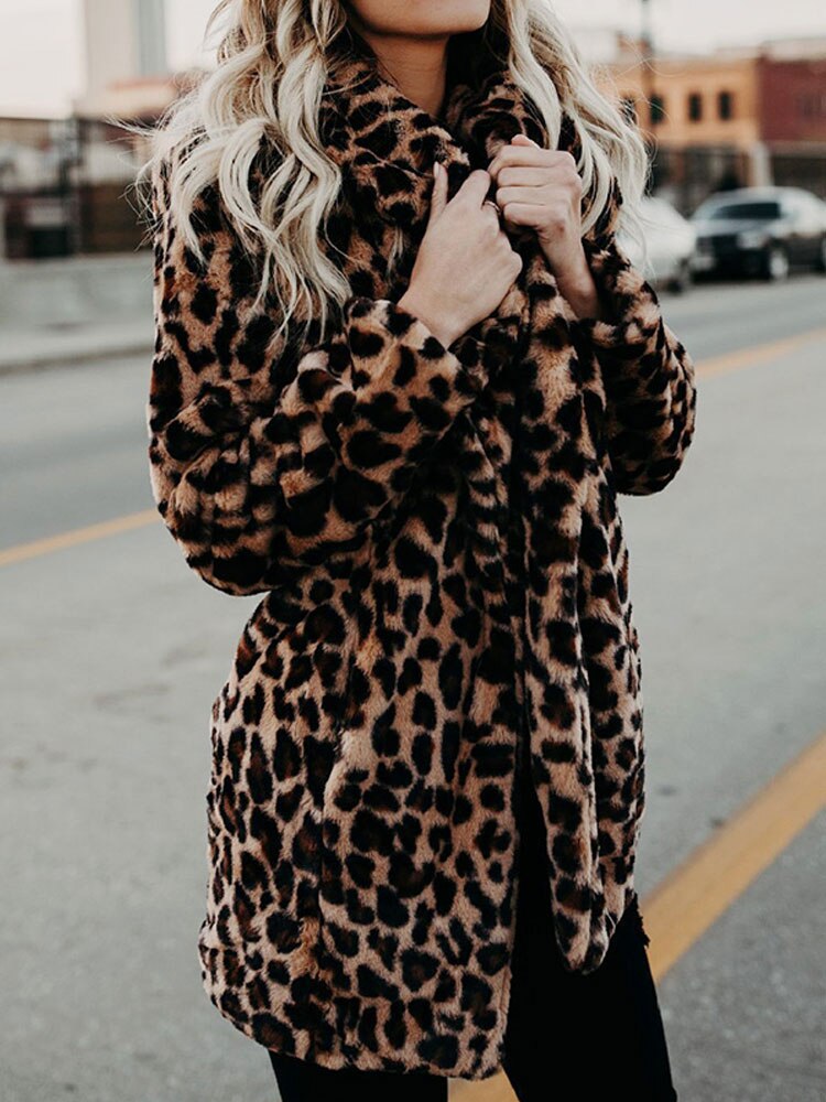 Women’s Leopard Print Faux Fur Coat — view 5