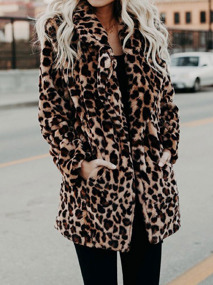Women’s Leopard Print Faux Fur Coat — view 6