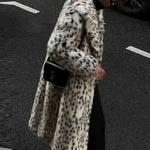 Women's Longline Leopard Print Faux Fur Coat — view 1