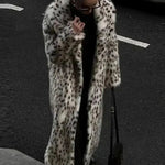Women's Longline Leopard Print Faux Fur Coat — view 2