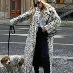 Women's Longline Leopard Print Faux Fur Coat — view 5