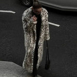 Women's Longline Leopard Print Faux Fur Coat — view 7