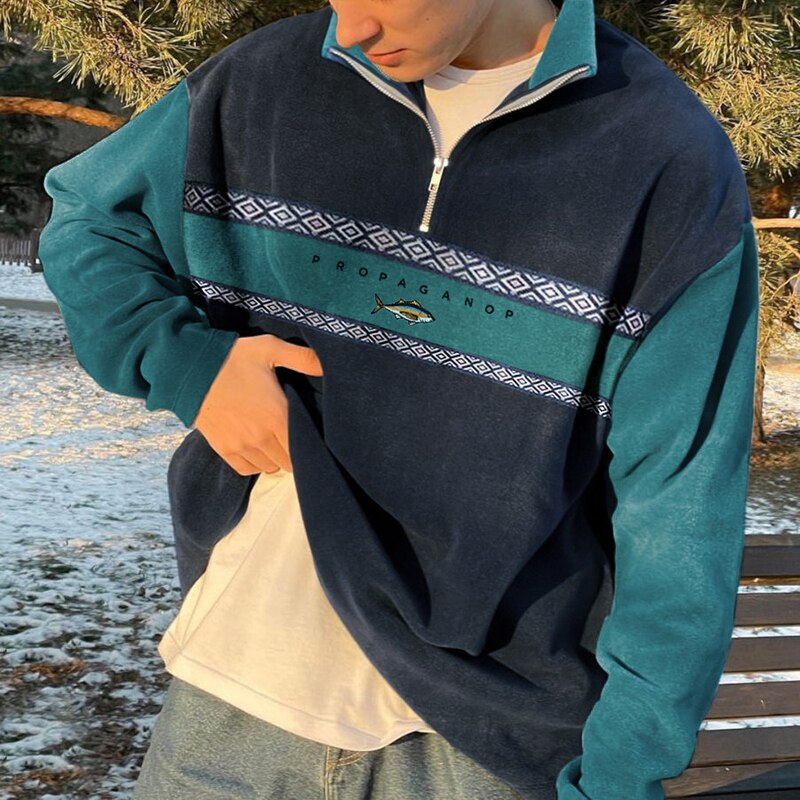 High-Collar Half-Zip Pullover — view 3
