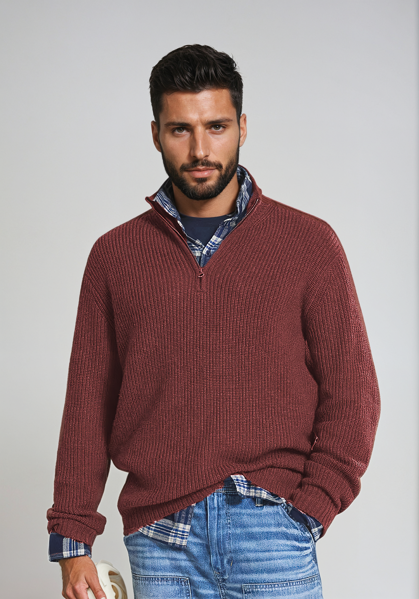 Men’s Long Quarter-Zip Sweater — view 1