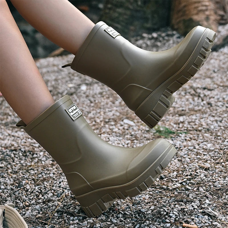 Women's Chelsea Ankle Boots with Block Heel and Patterned Sole — view 2