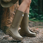 Women's Chelsea Ankle Boots with Block Heel and Patterned Sole — view 12