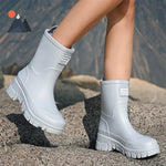 Women's Chelsea Ankle Boots with Block Heel and Patterned Sole — view 14
