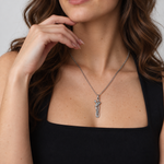 Silver Hug Necklace worn on model