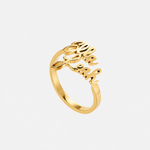 Personalised Name Ring in Gold stainless steel with custom script nameplate