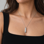 Silver I Love You Necklace worn with black top