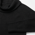 Relaxed Fit Cowl Neck Ribbed Knit Polyester Sweater Dress