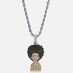 Huey iced pendant necklace in stainless steel with VVS CZ stones