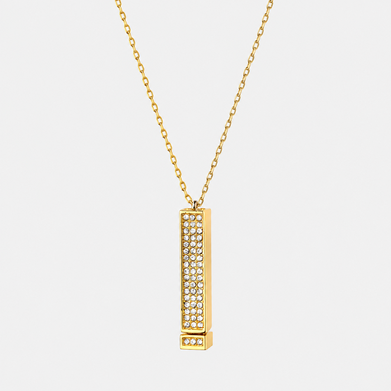 I Love You Necklace in Gold with closed stone-set pendant